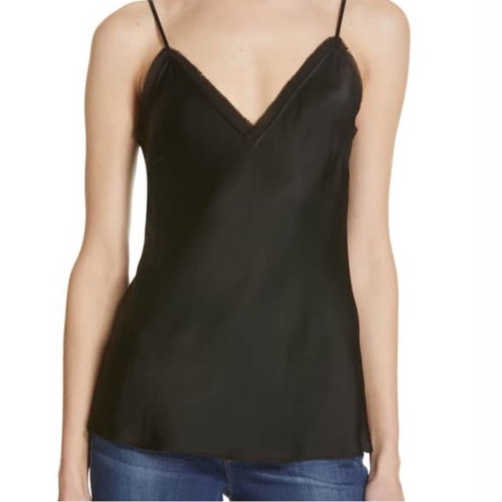 Frame Denim Black Silk V-Neck Cami